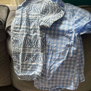 Bundle of 2 Kids dress shirt Place& tommy bahama Blue and White Patterned Shirt